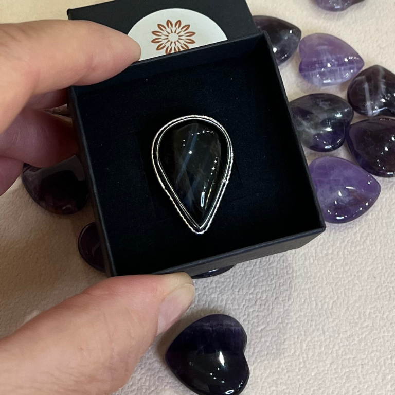 Anello Regolabile Onice Nero