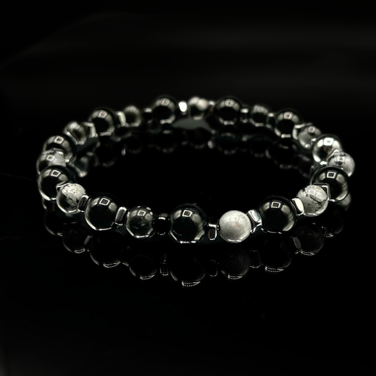 Pulsera de obsidiana copo de nieve y calcedonia jaspe