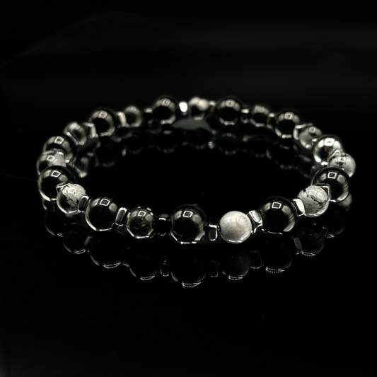Pulsera de obsidiana copo de nieve y calcedonia jaspe