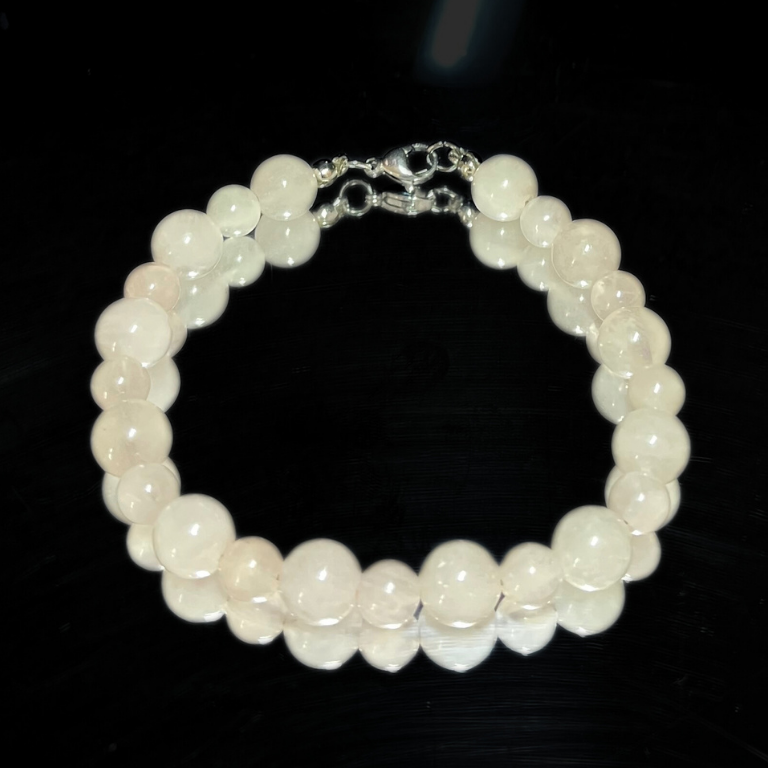 Bracciale in Pietra di Luna – Chiusura in acciaio con catenella regolabile