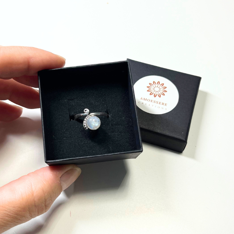 Anello Pietra di luna regolabile - Argento 925