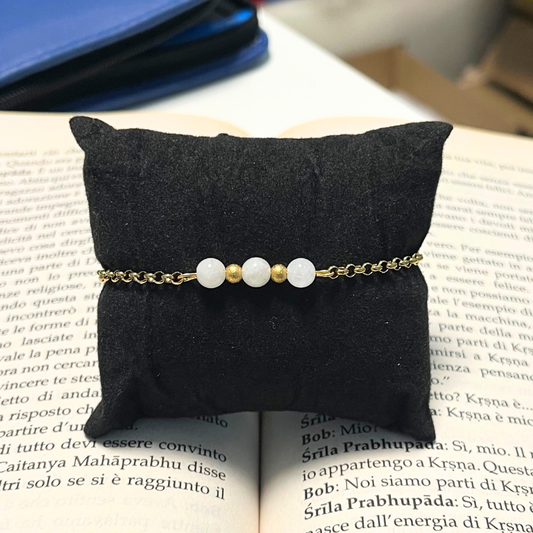 Bracciali con pietre naturali su catena Acciaio dorato