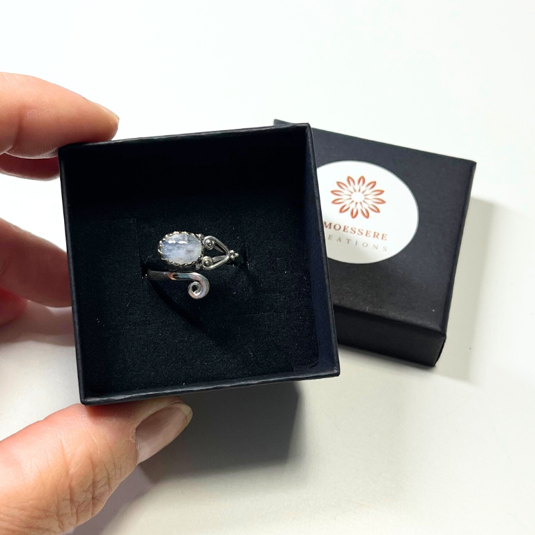 Anello Pietra di luna regolabile - Argento 925