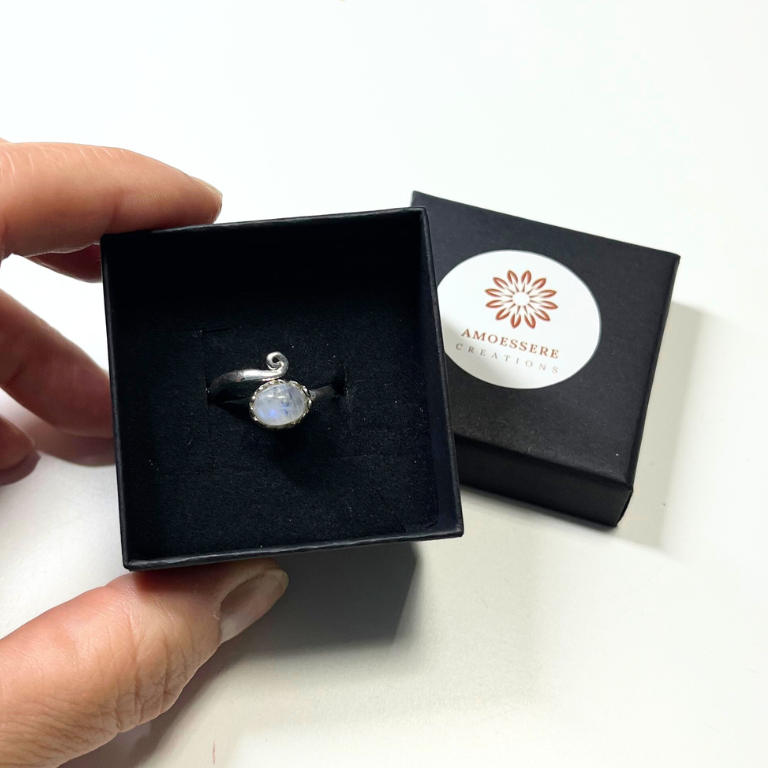 Anello Pietra di luna regolabile - Argento 925
