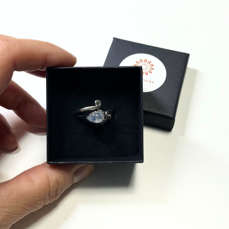 Anello Pietra di luna regolabile - Argento 925