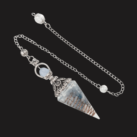 Pendolo in Orgonite Acquamarina 6 facce