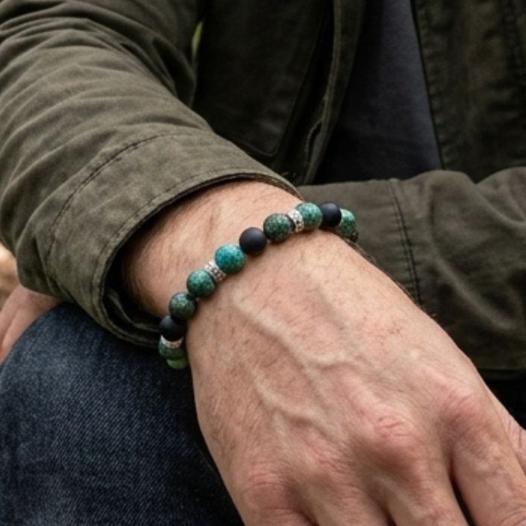 Bracciale Uomo Turchese Africano e Onice