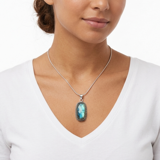 Ciondoli in labradorite Sfaccettata