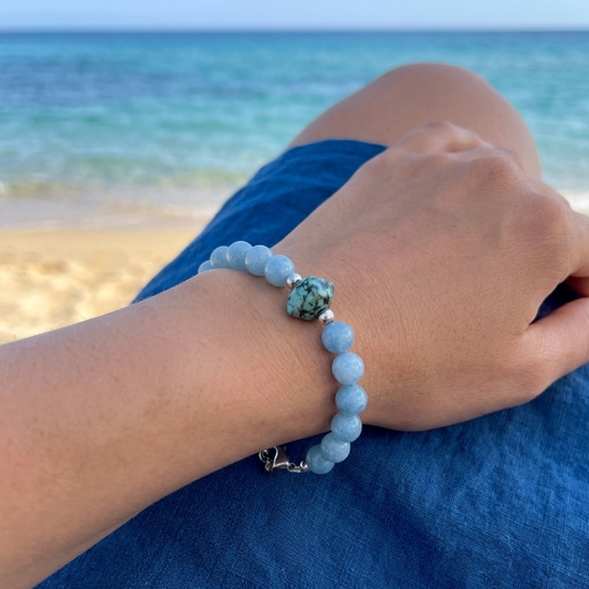 Bracciale Acquamarina e Turchese Africano