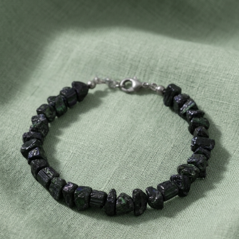 Bracciale in Tormalina Verde Grezza Naturale