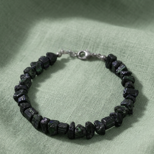 Bracciale in Tormalina Verde Grezza Naturale