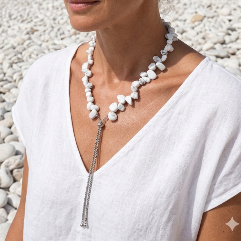 Collana Howlite con Chiusura Bolo