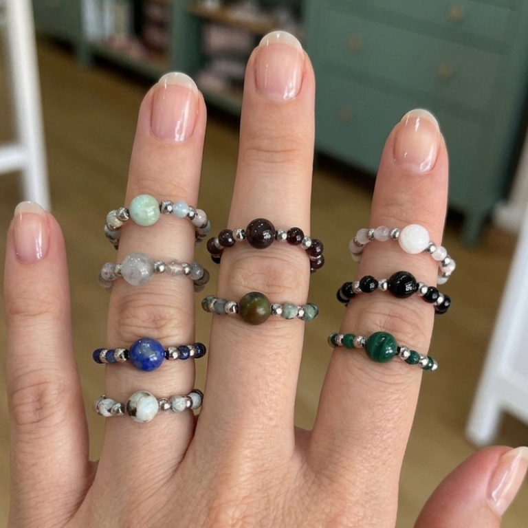 Anello Elastico in Pietra Naturale  – 8 Varianti