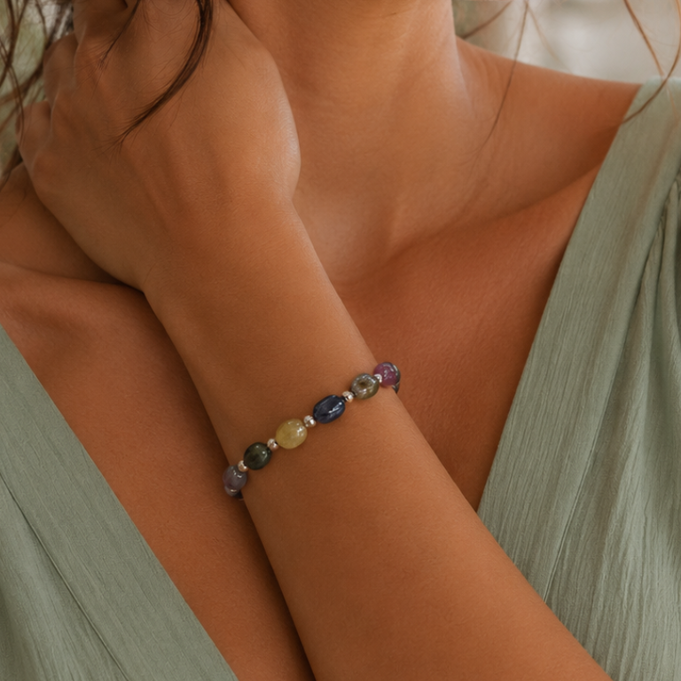Bracciale in Tormalina Multicolor – Sassi Lisci Naturali
