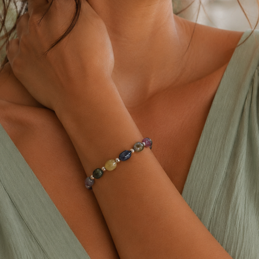 Bracciale in Tormalina Multicolor – Sassi Lisci Naturali