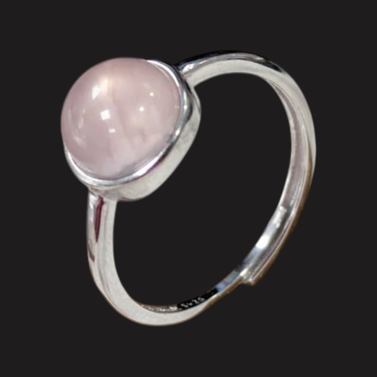 Anello in Quarzo Rosa – Argento 925 Regolabile