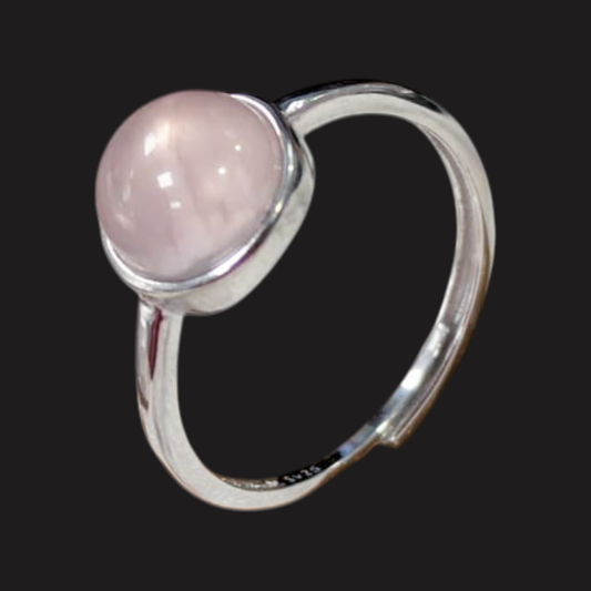 Anello in Quarzo Rosa – Argento 925 Regolabile