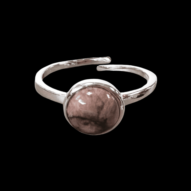 Anello in Rodonite– Regolabile in Argento 925