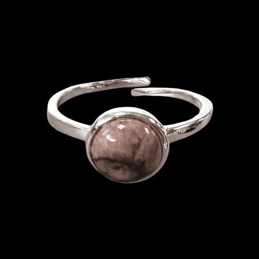 Anello in Rodonite– Regolabile in Argento 925