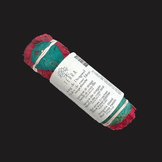 Fascio di Salvia Bianca, Sangue di Drago e Petali di Rosa Blu