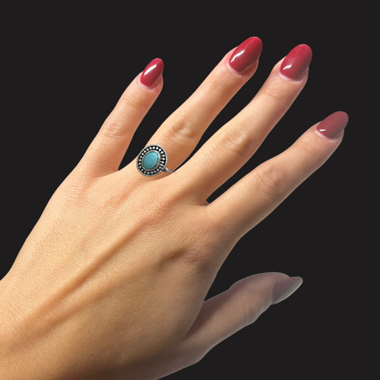 Anello in argento e Turchese Tibetano