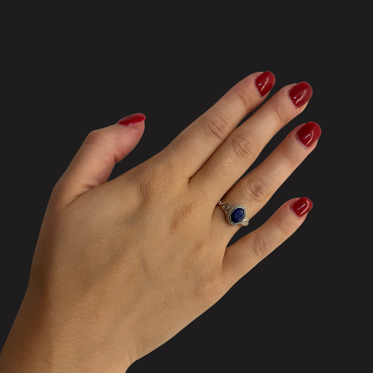 Anello Zaffiro Blu e Argento 925